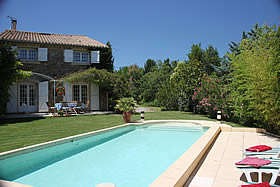 Exterior with pool and garden
