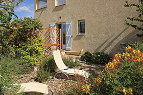 Garden with sunloungers