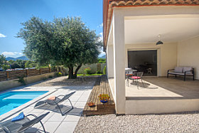 Exterior with pool and garden