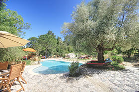 Exterior with pool and garden